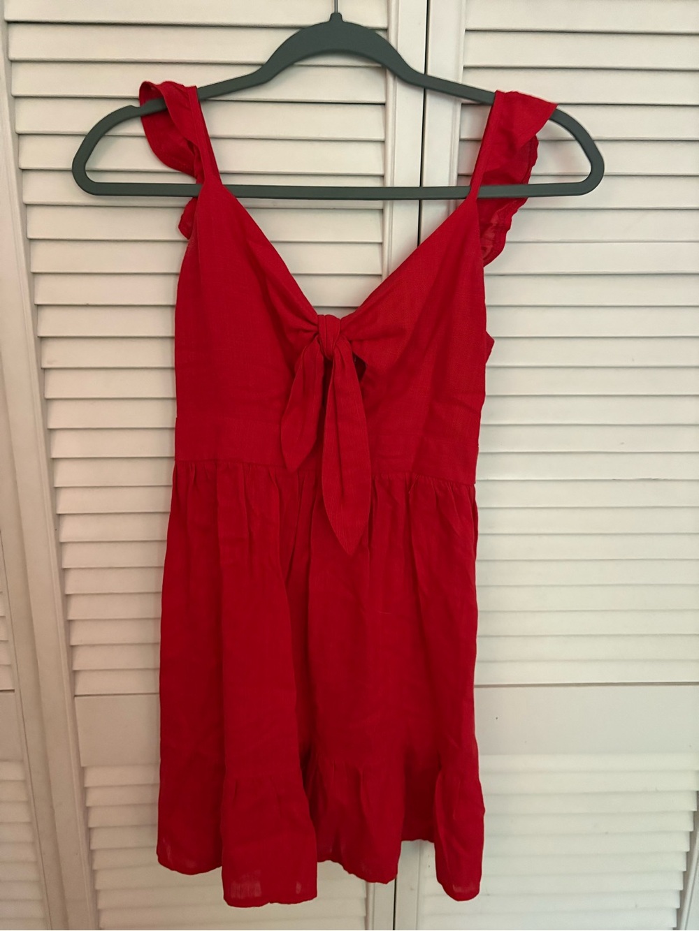Hello Molly Red Ruffle Strap Mini Dress